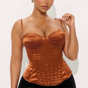 Satin Corset Top in Rust